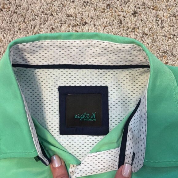 Eight X Premium Green Long Sleeve Button Down Shirt Men’s Medium Modern Fit - Picture 4 of 8